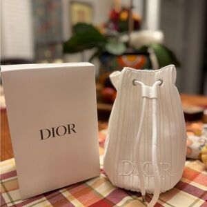 New! Dior Beauty White Drawstring Bag